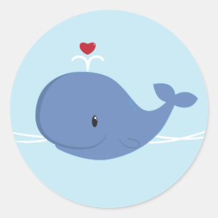 Whale love classic round sticker