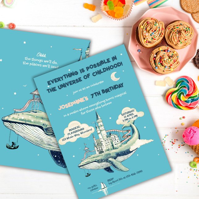 Whale Magic Flight Birthday Party Invitation (Creator Uploaded)