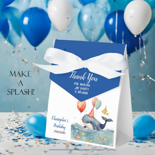 Whale Make a Splash Boy's Birthday Thank You Favour Box (Creator Uploaded)