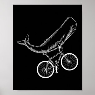 Whale Mountain Bike Biker Biking Mtb Cyclist Bicyc Poster