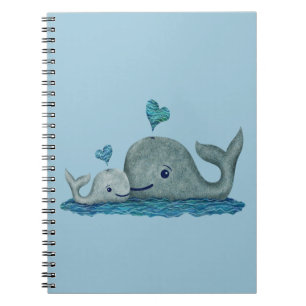 Whale Mum and Baby Swimming in the Sea Notebook