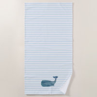 Whale Nautical Blue Stripe Painting