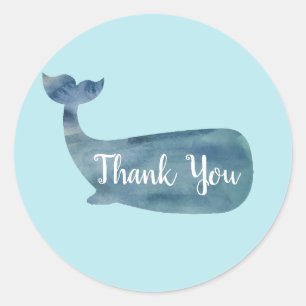 Whale Nautical Ocean Party Thank You Stickers