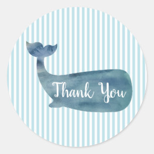 Whale Nautical Ocean Party Thank You Stickers