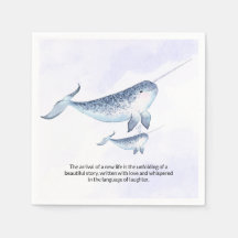 Whale Nautical Sea Blue Ocean Baby Shower Napkins