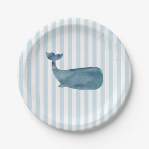 Whale Nautical Stripe Paper Plates