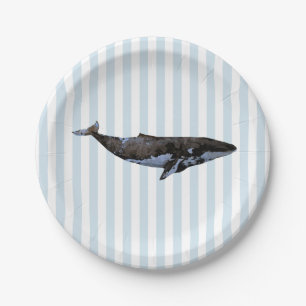 Whale Nautical Stripe Paper Plates