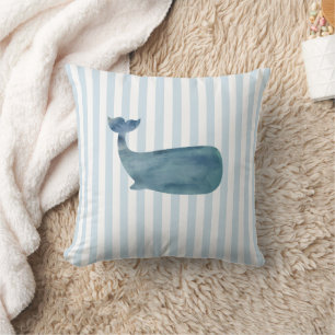 Whale Nautical Stripe Pattern Cushion