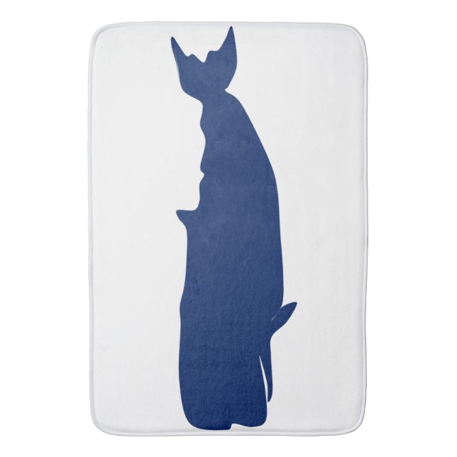 Whale Navy Bath Mat (Front Vertical)