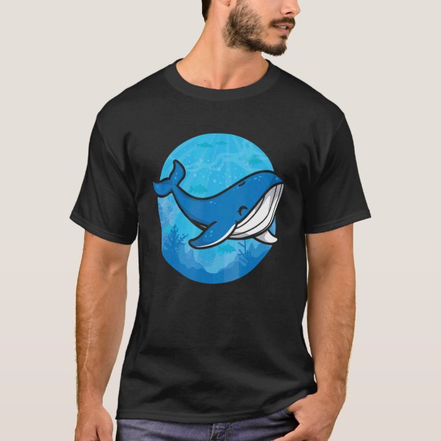 Whale Ocean Biologist Zookeeper Cute Blue Whale Se T-Shirt (Front)