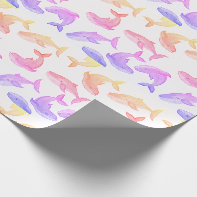 Whale Ocean Sea Life Nautical Girly Wrapping Paper (Corner)