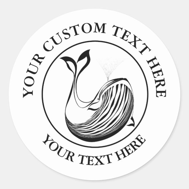 Whale Ocean Sealife Custom Icon Logo 3"   Classic Round Sticker (Front)