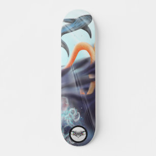 Whale octopus jellyfish glowing Water world shine Skateboard