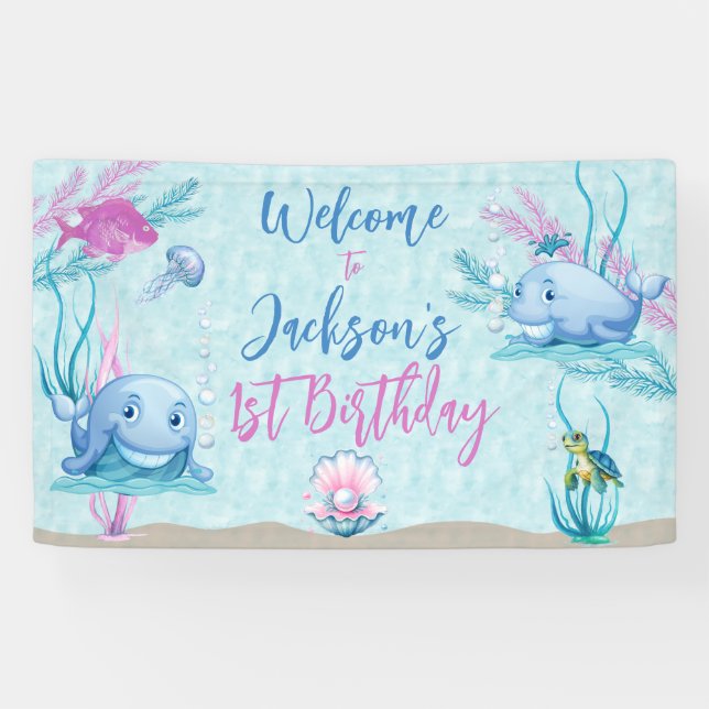 Whale of a Good Time Birthday Banner (Horizontal)
