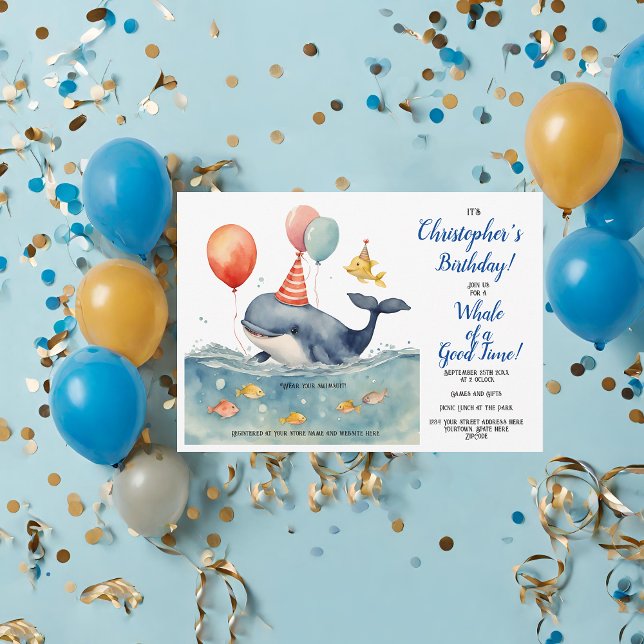 Whale of a Good Time Boy's Birthday Invitation (Creator Uploaded)