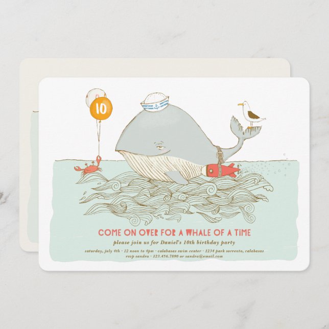 Whale of a time Birthday Pool Party Invitation (Front/Back)