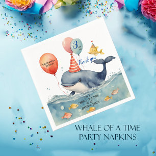 Whale of a Time Boys Birthday Custom Thank You Napkin