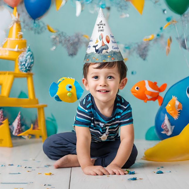 Whale of a Time Boys Birthday Party Hat (Creator Uploaded)
