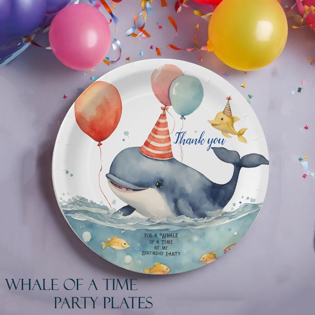 Whale of a Time Boys Birthday Thank You Paper Plate (Creator Uploaded)