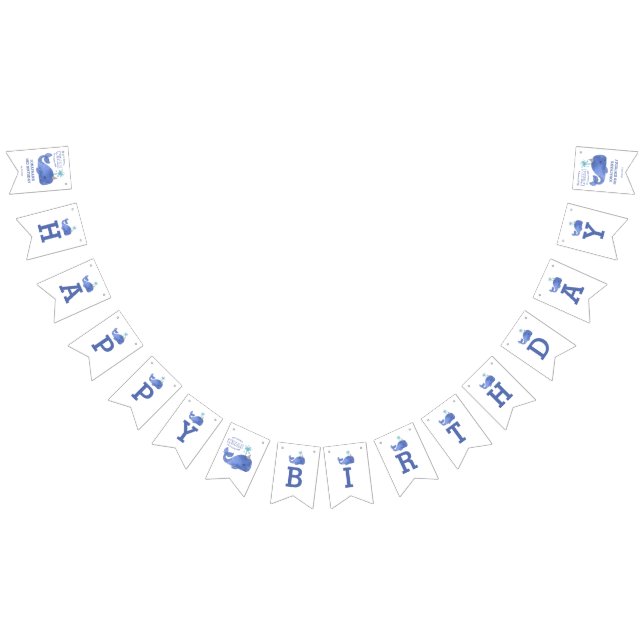 Whale Of A Time Cute Party Hat White Birthday  Bunting (All)