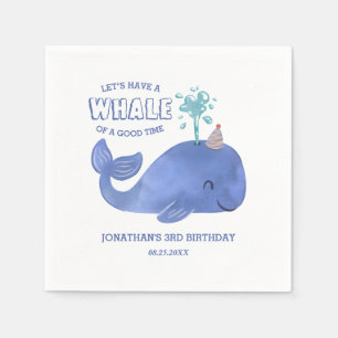 Whale Of A Time Cute Party Hat White Birthday Napkin