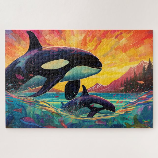 🐙Whale of a Time: Orca Mother & Calf Jigsaw Puzzle (Horizontal)