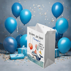 Whale of a Time Personalised Boys Birthday Medium Gift Bag