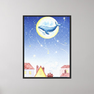Whale on the Moon Canvas Print