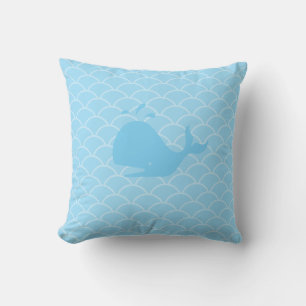 Whale on Turquoise Waves Cushion