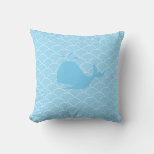Whale on Turquoise Waves Cushion (Front)