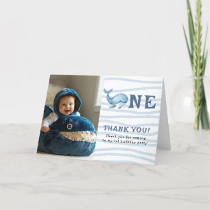 Whale One Birthday Party Thank you Card