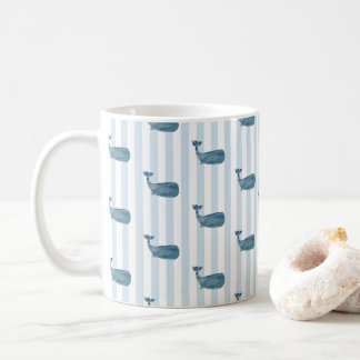 Whale Pattern Blue Stripe Mug