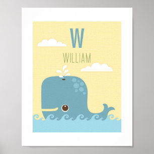 Whale Personalised Nursery Poster Print