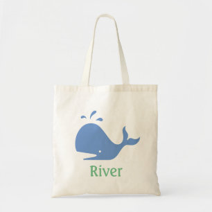 Whale Personalised Tote Bag, Blue and Green Bag