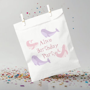 Whale Pink Lilac Pastel Ocean Fish Birthday Party Favour Bag