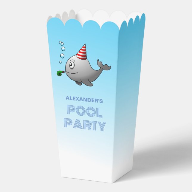 Whale Pool Party Birthday Favour Box (Back)