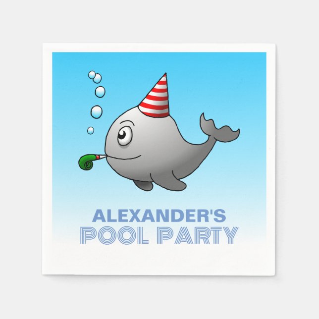 Whale Pool Party Napkin (Front)