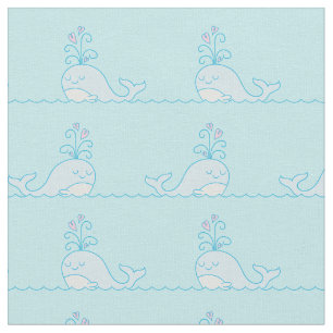 Whale Print Fabric Light Blue