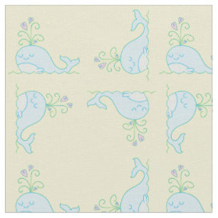 Whale Print Fabric Yellow
