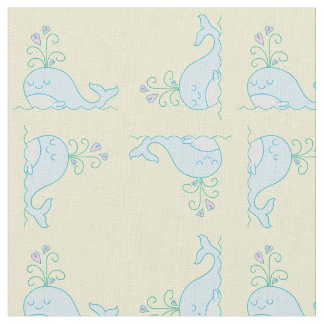 Whale Print Fabric Yellow (Close Up)