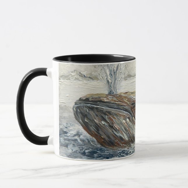 Whale Riders Whimsical Whale and Penguin Ocean Mug (Left)