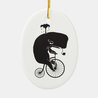Whale Riding a Bike Ceramic Ornament