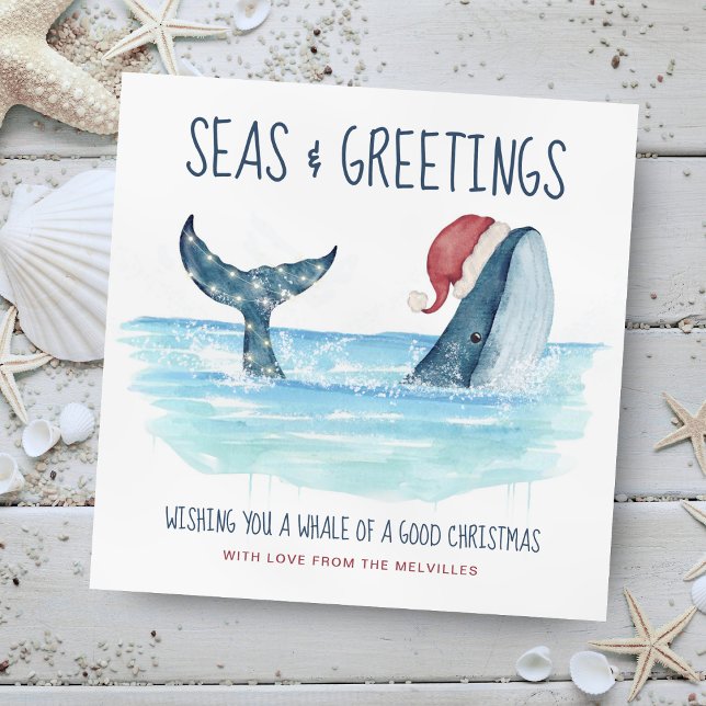 Whale Santa Sea Nautical Funny Christmas Holiday Card (Creator Uploaded)