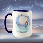 Whale Santa Sea Nautical Watercolor Christmas Mug<br><div class="desc">Fun nautical theme Christmas mug features a watercolor whale wearing a Santa hat swimming in the sea under a magical moon and stars with string lights decorating its tail. The "Seas & Greetings" and "Wishing you a whale of a good Christmas" greetings can be personalised. Art by KL Stock</div>