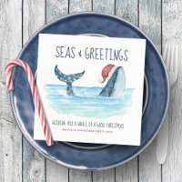 Whale Santa Sea Nautical Watercolor Christmas