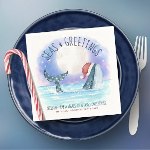 Whale Santa Seas Nautical Christmas  Napkin