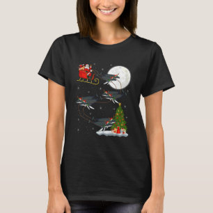 Whale Santa Sleigh Flying Funny Magical Christmas T-Shirt