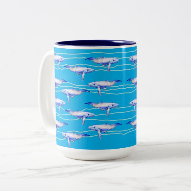 Whale Sea life  Two-Tone Coffee Mug (Front Left)
