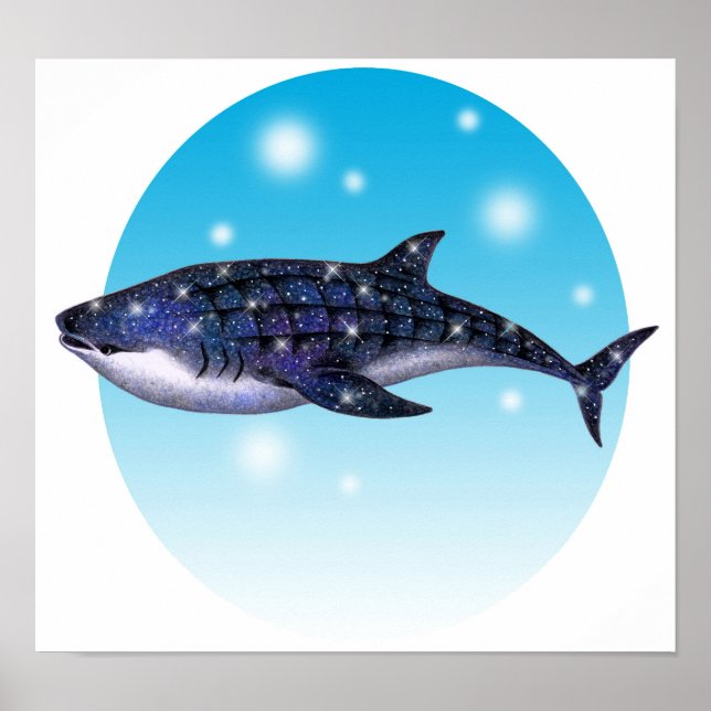 Whale shark adorned with stars. poster (Front)