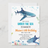 Whale Shark birthday party invitation